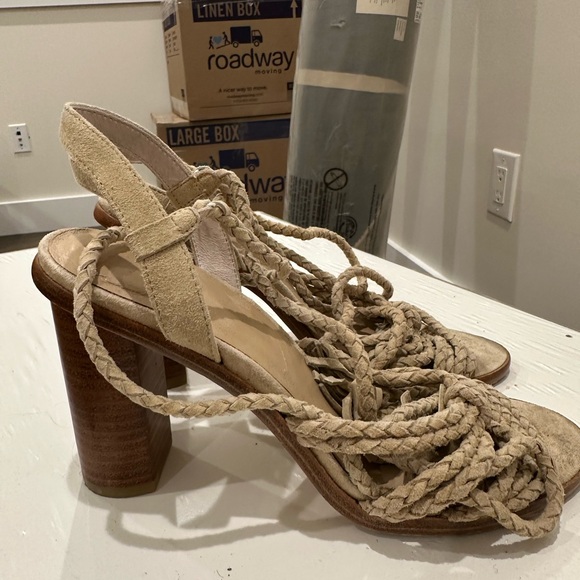 Joie Braided Banji Ankle Tie Lace Up Block Heel Sandals - Picture 3 of 4
